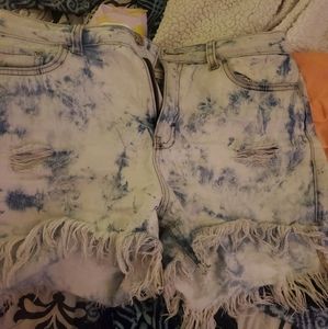 True craft blue Jean shorts. Size 9. Blue/white tye + dark blue